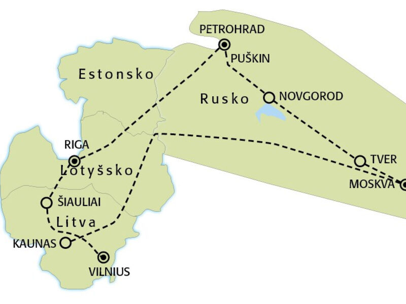 Moskva - Petrohrad - Novgorod - okruh Ruskem a Pobaltím
